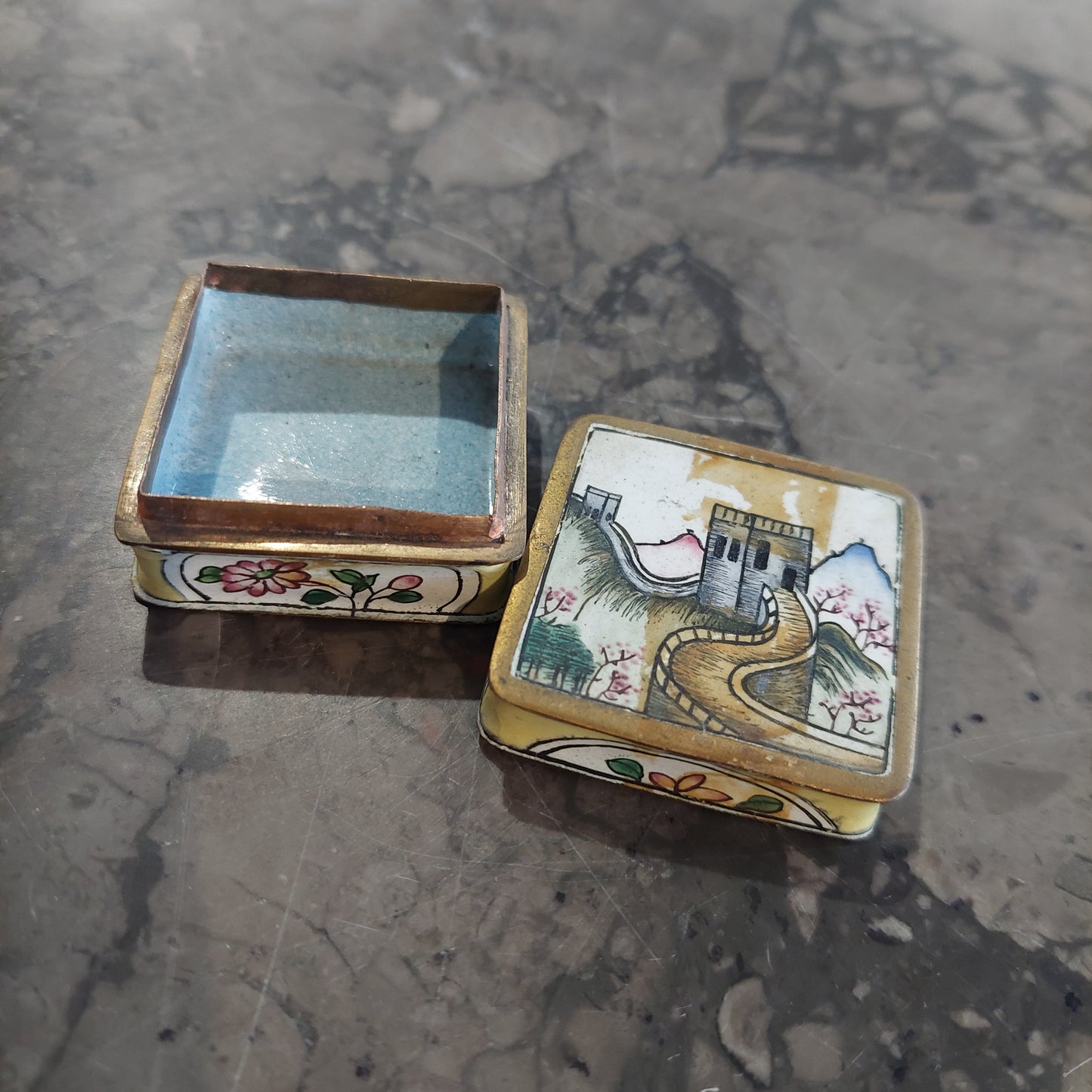 Mini Scatolina Quadrata Cloisonnè Cinese