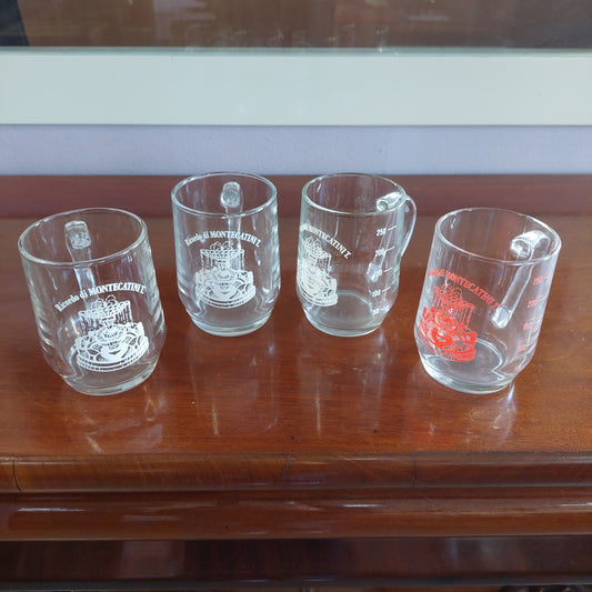 Set/4 Boccali Vetro Vintage Ricordo Di Montecatini T