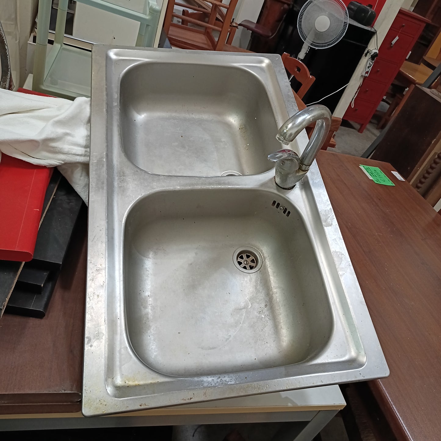 Lavello Acciaio Pell 2 Vasche Con Rubinetto Cm86x50