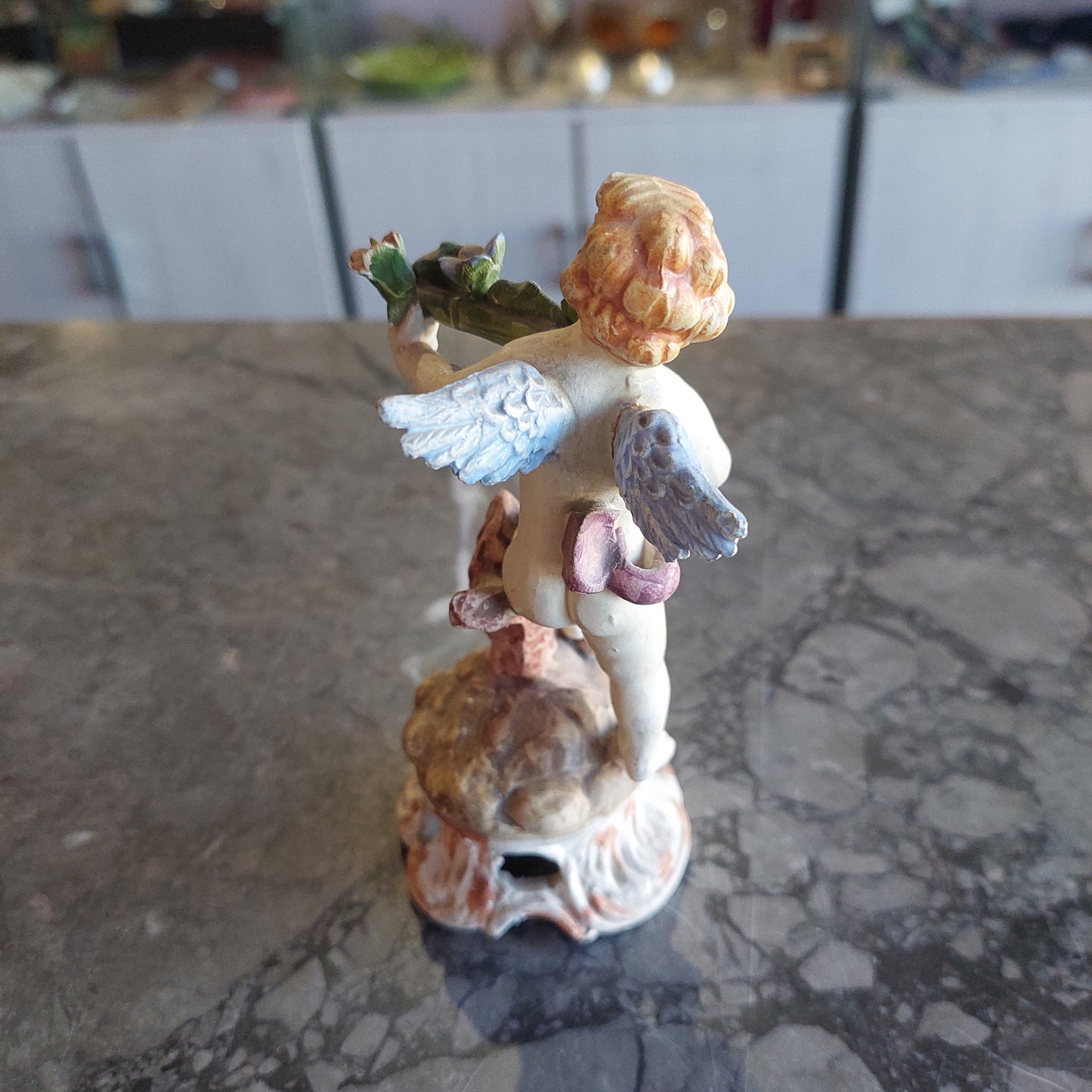 Statuina * Puttino Con Fiori Porcellana St. Capodimonte