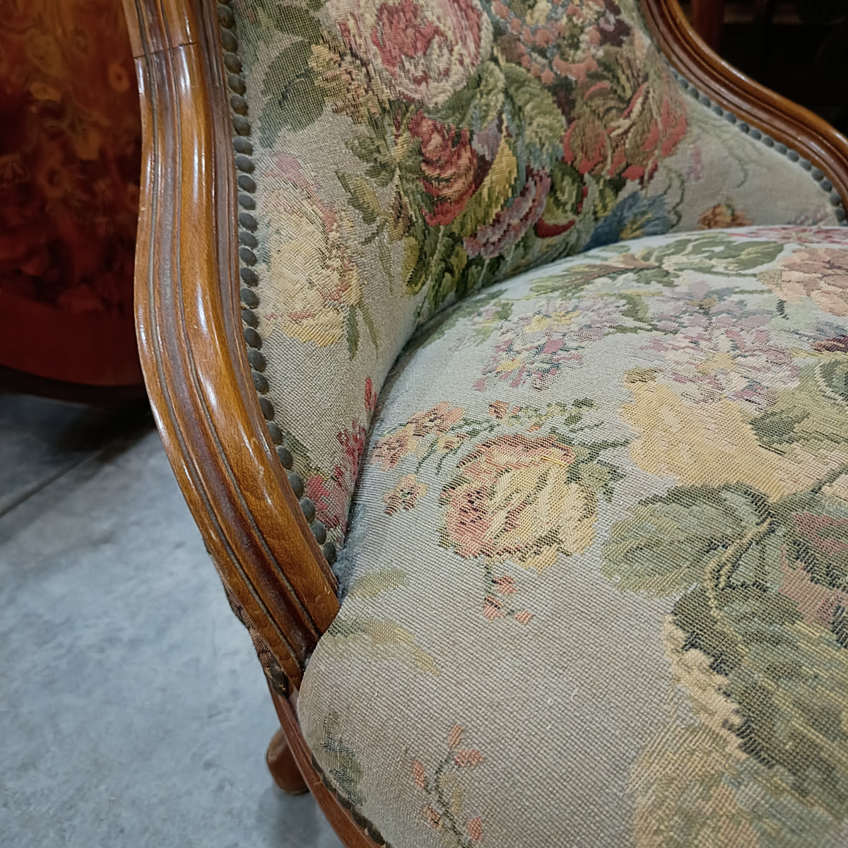 Poltroncina Bassa Imbot. Tessuto Fiori