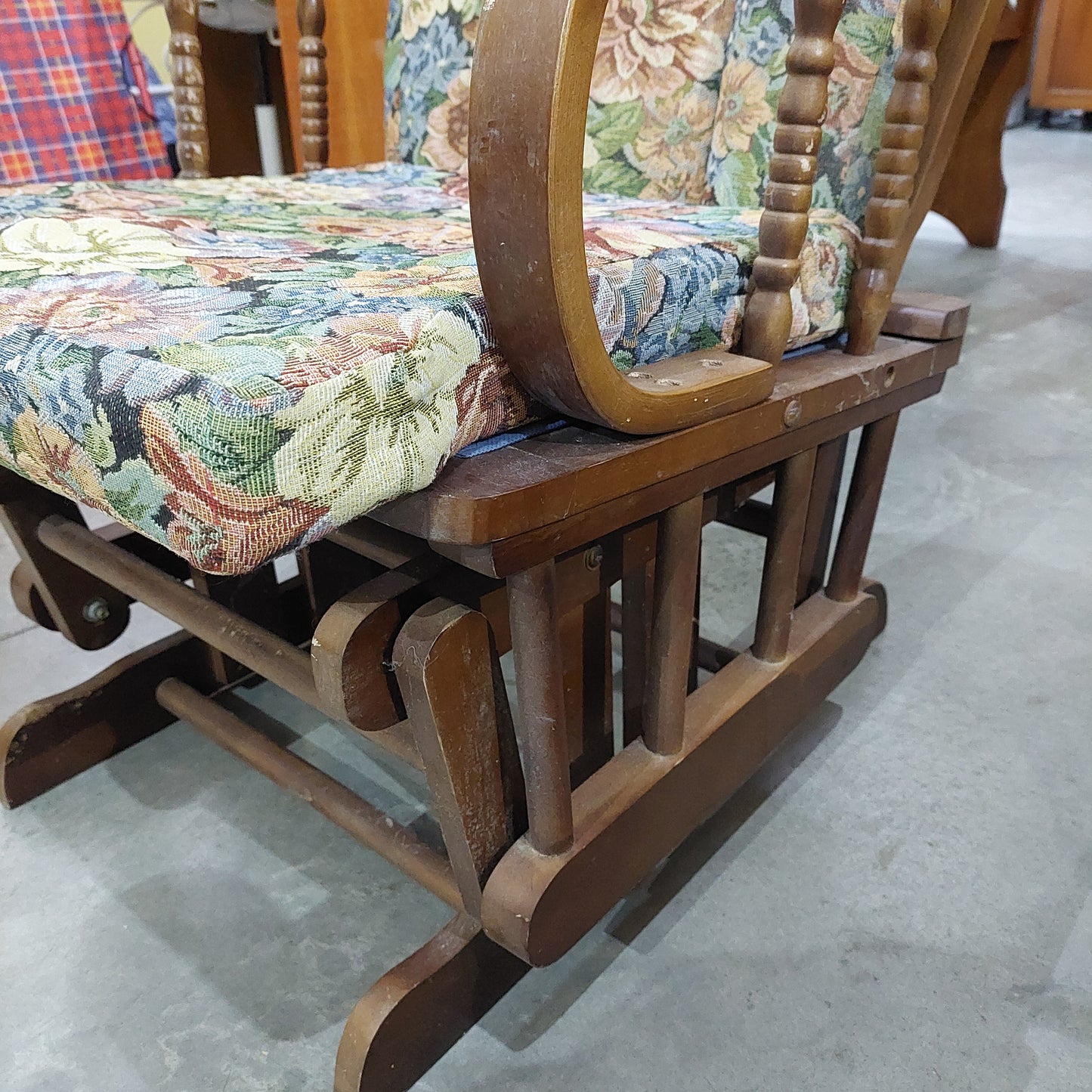Sedia A Dondolo Legno/tessuto Floreale