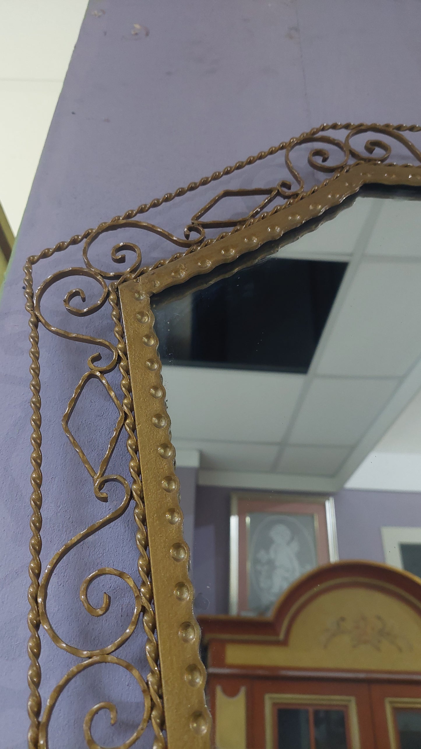 Consolle Con Specchio Ferro Battuto Oro Anni 50