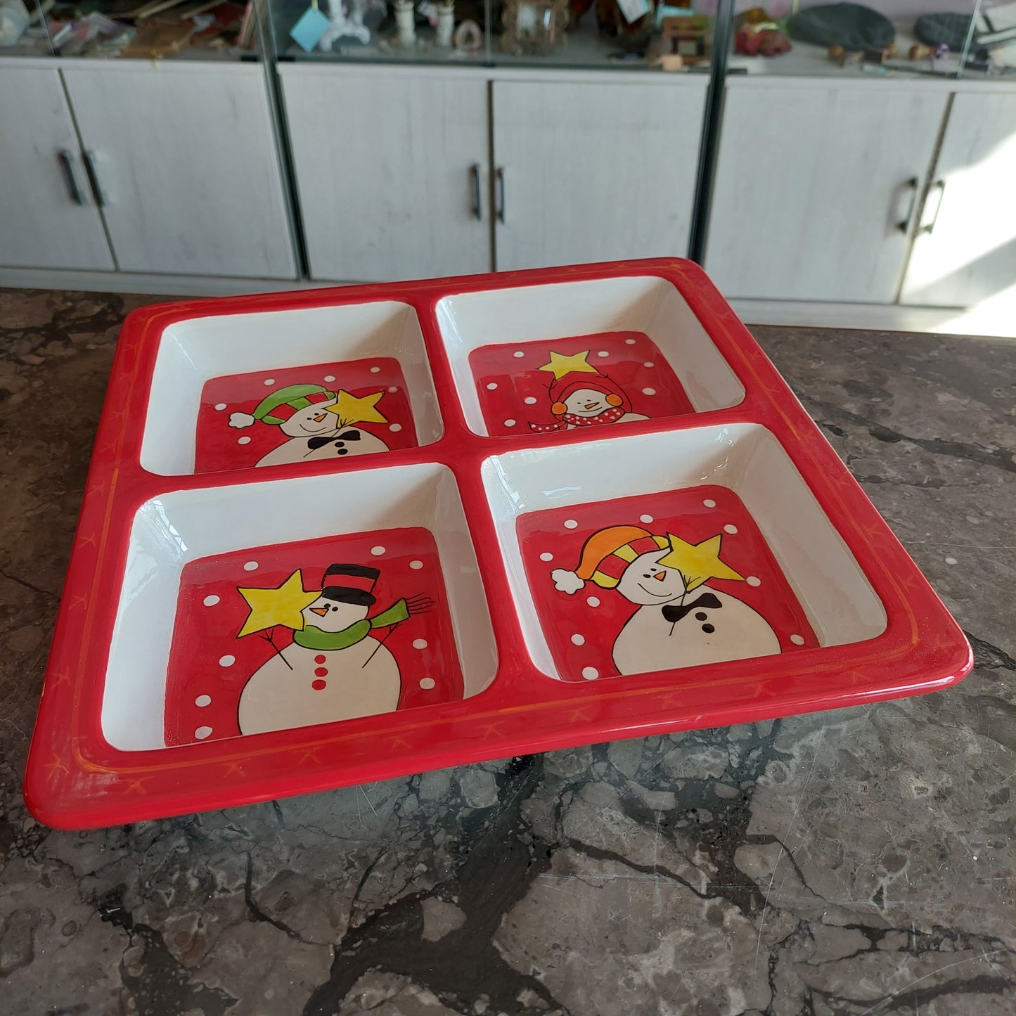 Antipastiera Natalizia Ceramica Villa D'este Cm30