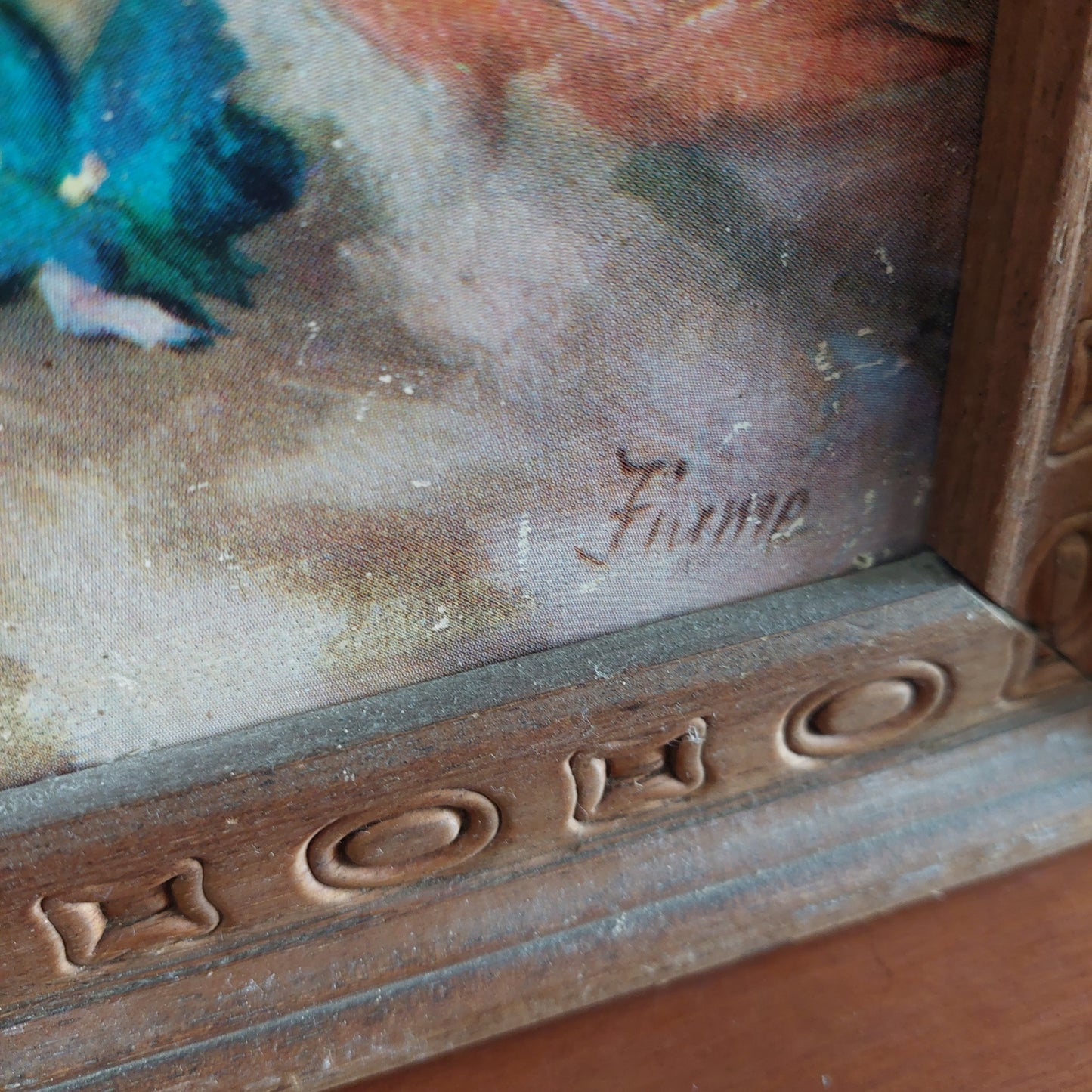 Q/stampa * Vintage Ragazza Con Fiori Firmata Fiume Cm58x78