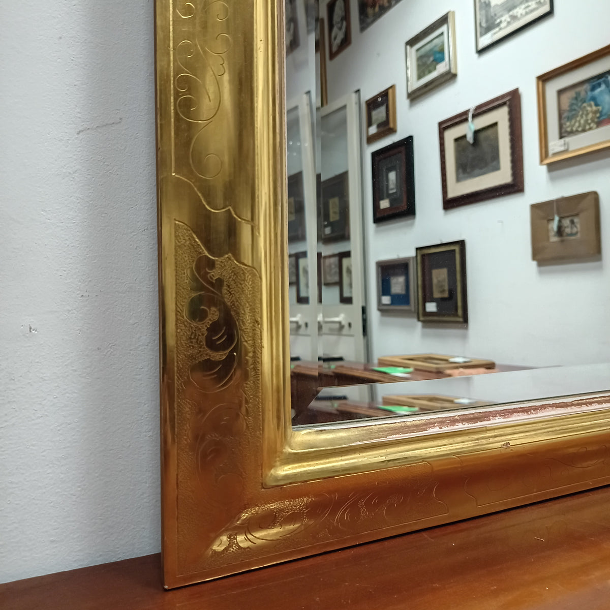 Specchio Legno Foglia Oro Cm66,5x102