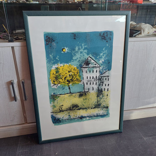 Quadro Litografia Città Di Notte Di Franco Rognoni Cm53,5x73,5