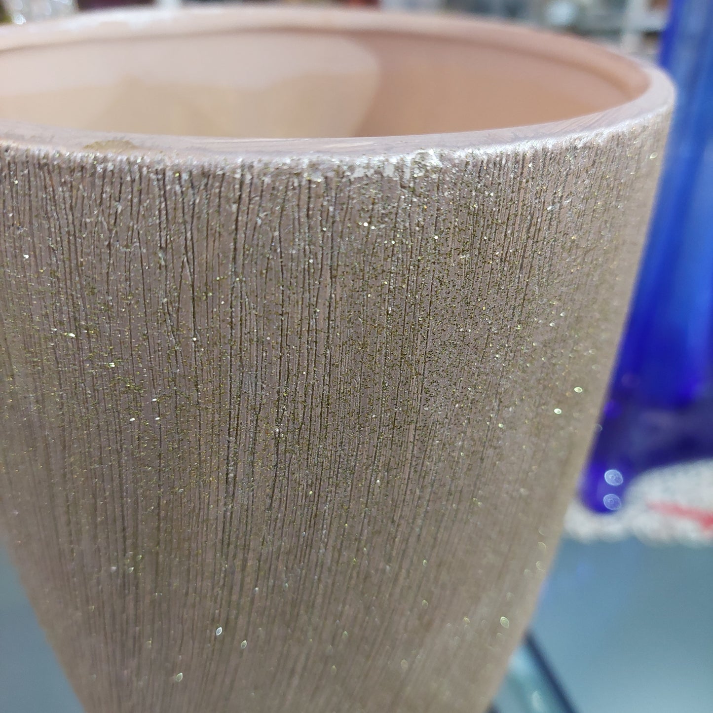 Vaso Portafiori Terracotta Decoro Dorato