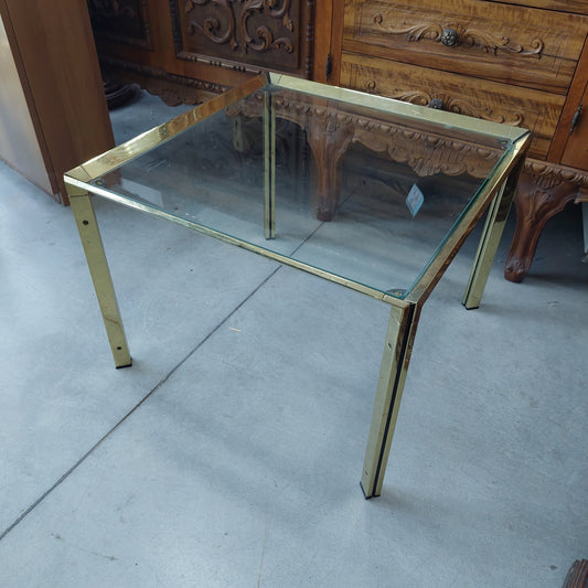 Tavolino Ottone/vetro Cm60x60x44h Anni 70