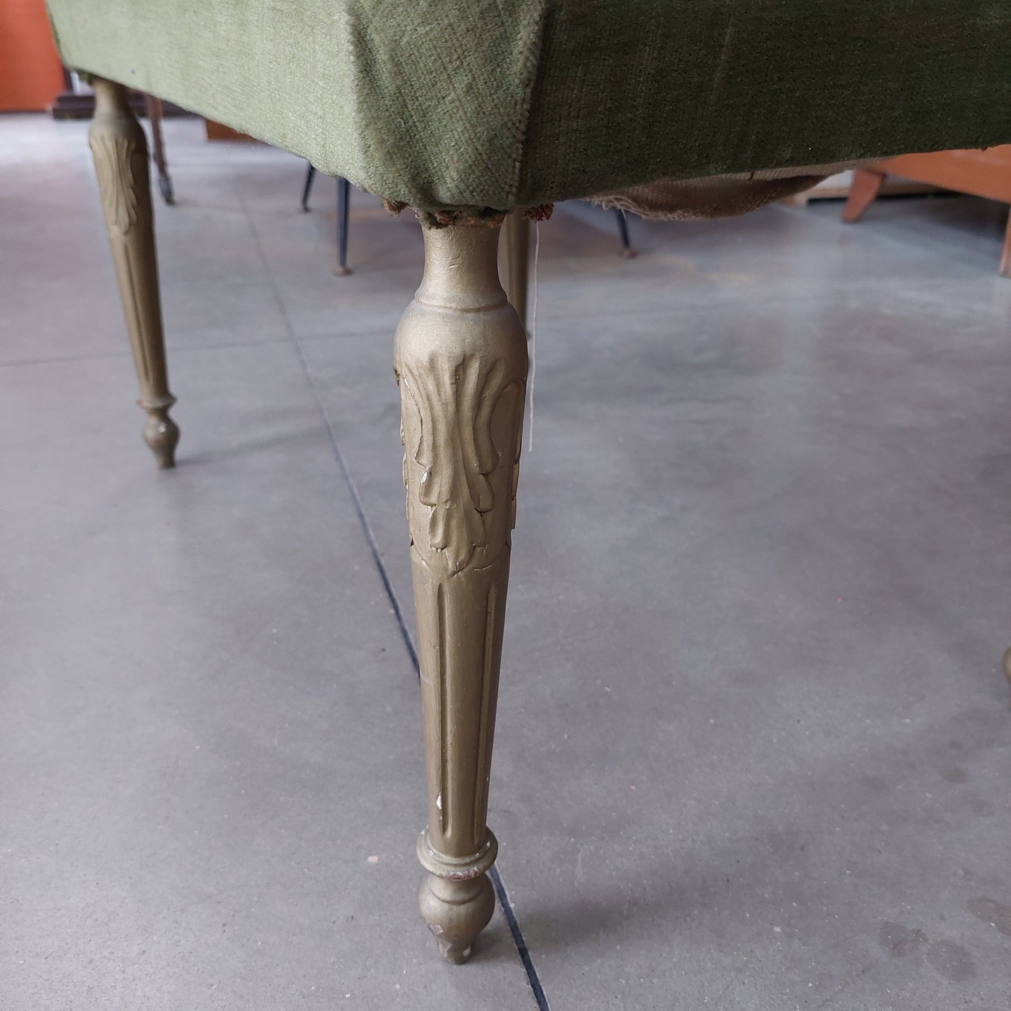 Pouf Velluto Verde Anni 50