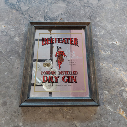 Quadretto Specchio Pubblicitario Vintage Beefeater Cm18x23