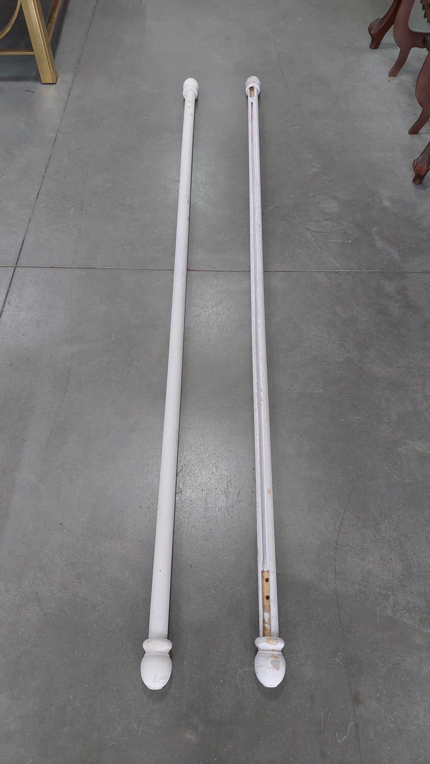 Bastone Tenda Con Binario Legno Bianco Cm190 (senza Ganci)