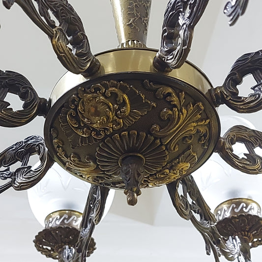 Lampadario Ottone/coppe Vetro 8/luci