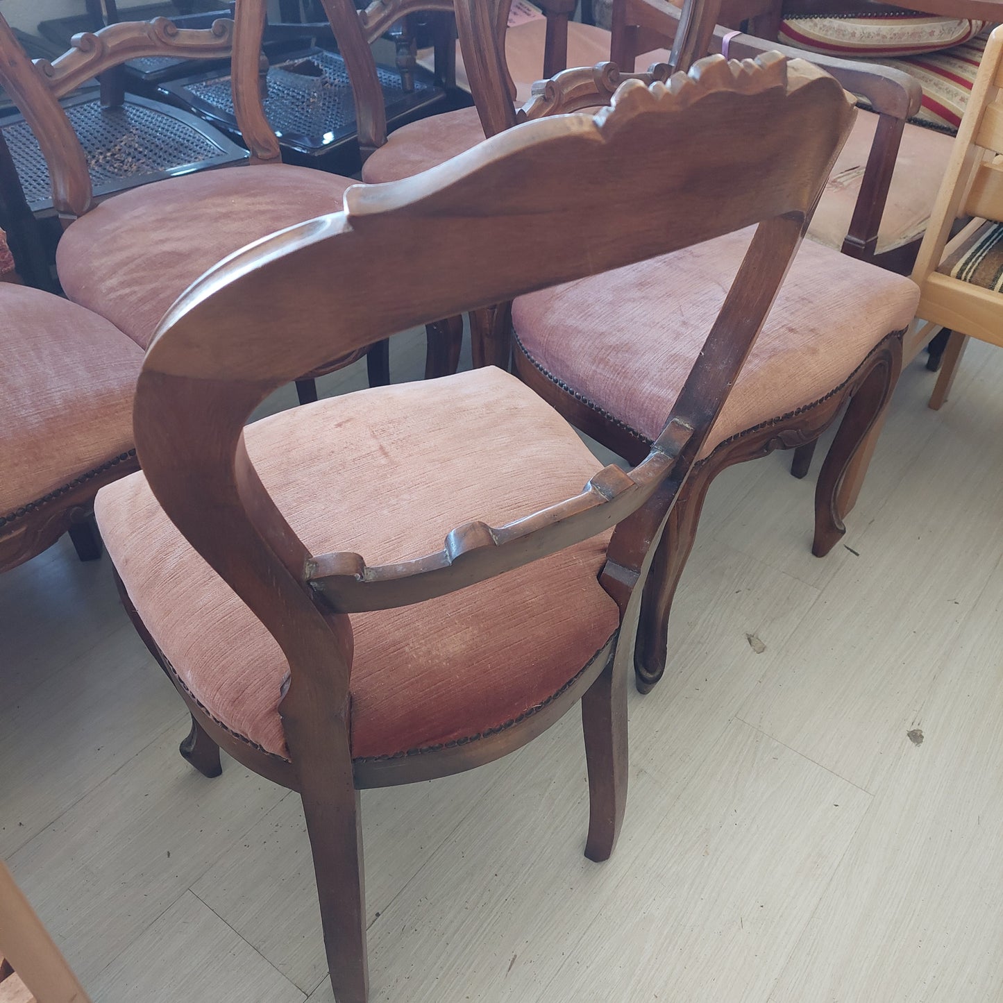 Set/5 Sedie * Legno Imb. Velluto