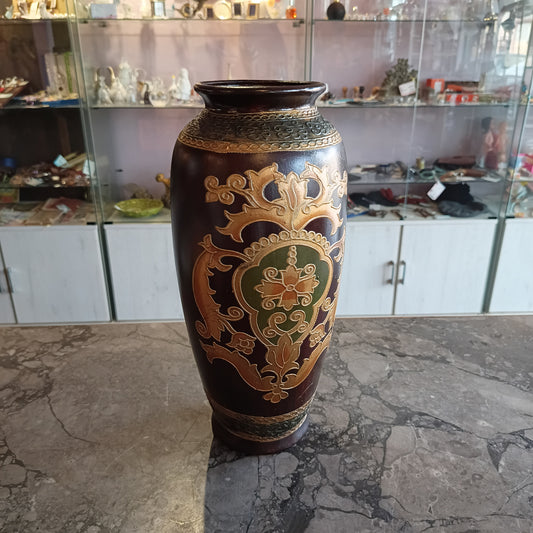 Vaso Indiano Ceramica Dipinto 15x35h