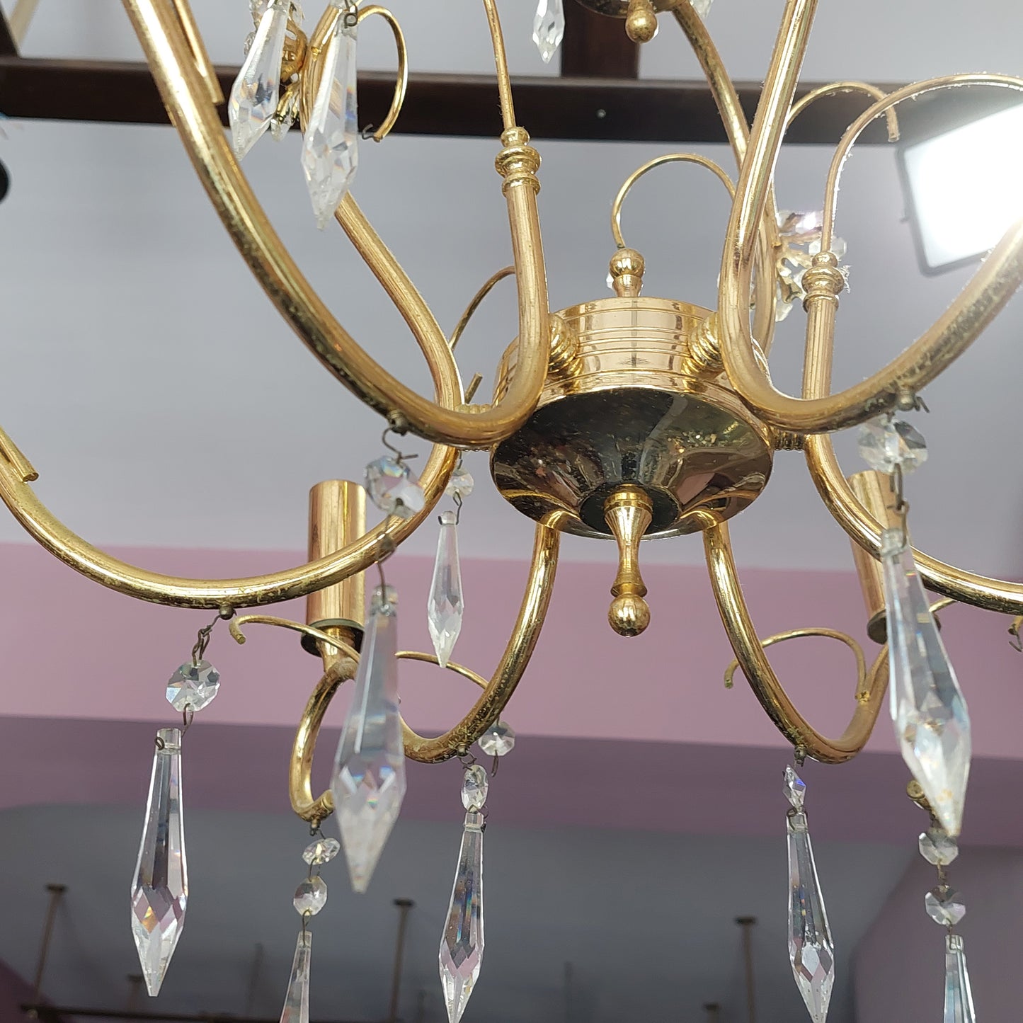 Lampadario * Dorato Gocce Cristallo 6/l