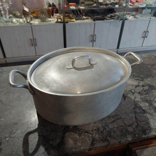 Tegame Ovale Alluminio C/coperchio 32x24x14h