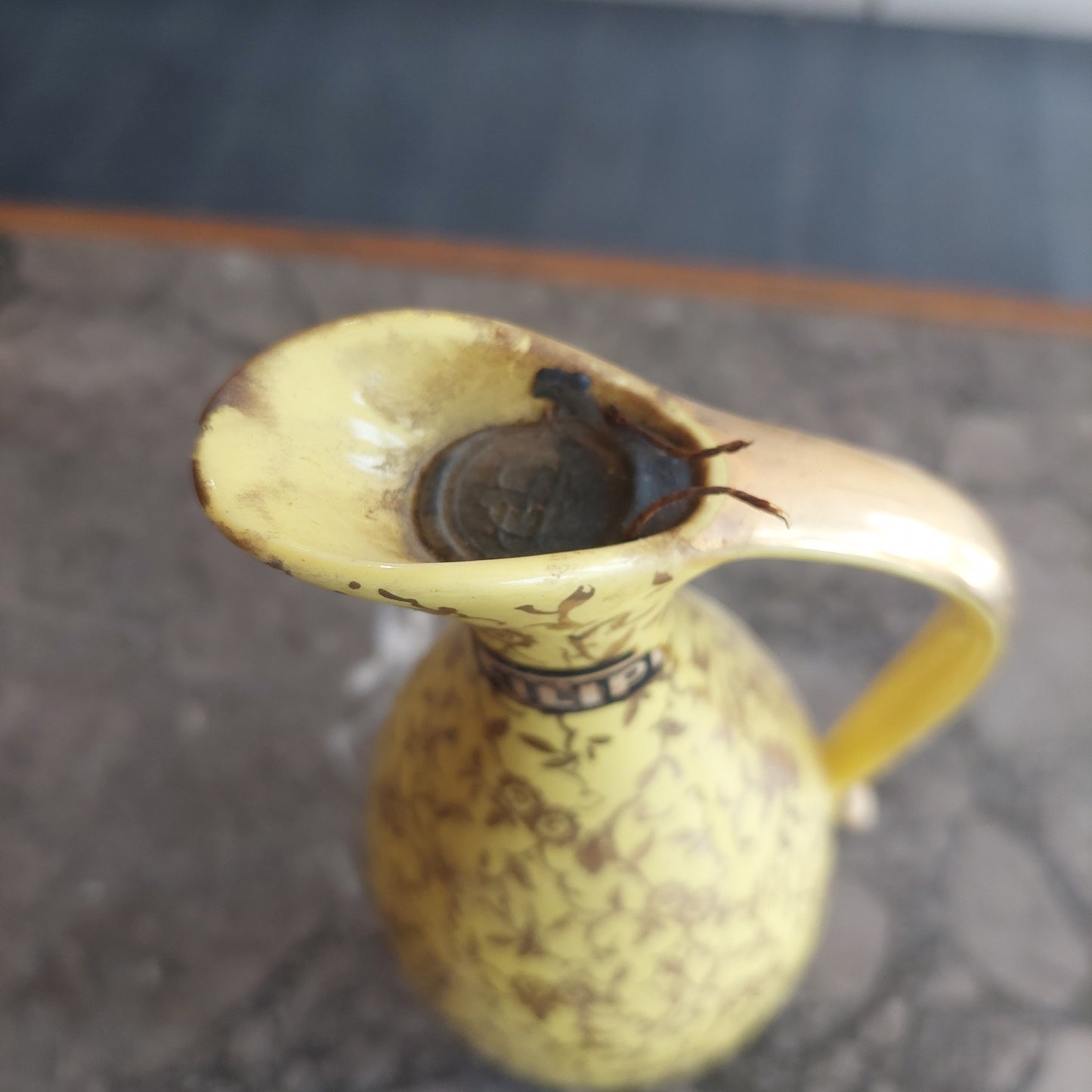 Brocca Ceramica Giallo/oro Liquore Vintage Da Collezione