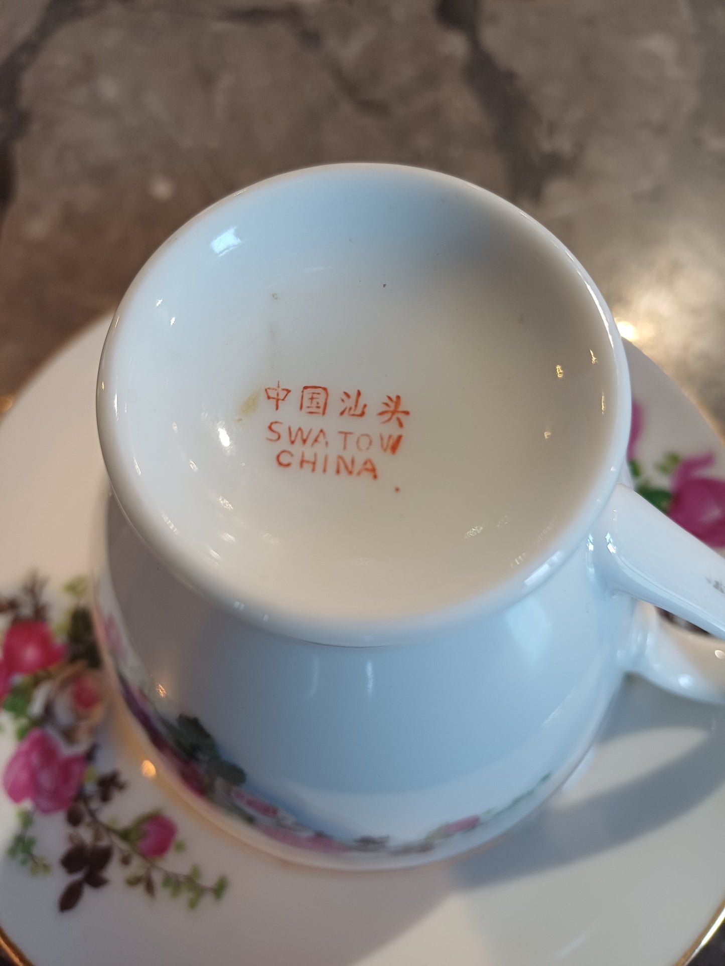 Tazza Da The Con Piattino Porcellana Cinese Swatow