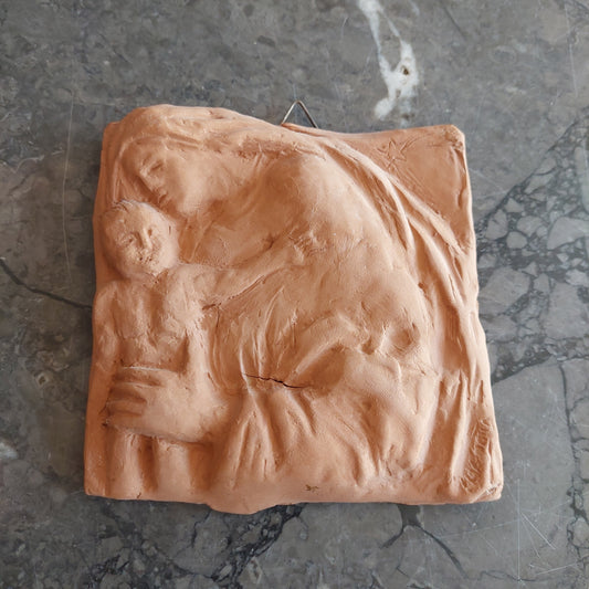 Quadretto Terracotta Bassorilievo Maternità M. Cucinotta