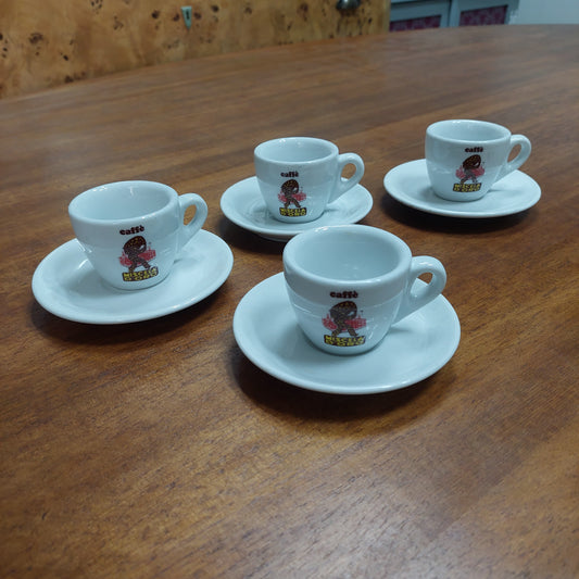 Set/4 Tazzine Caffè Miscela D'oro Ceramica Vintage