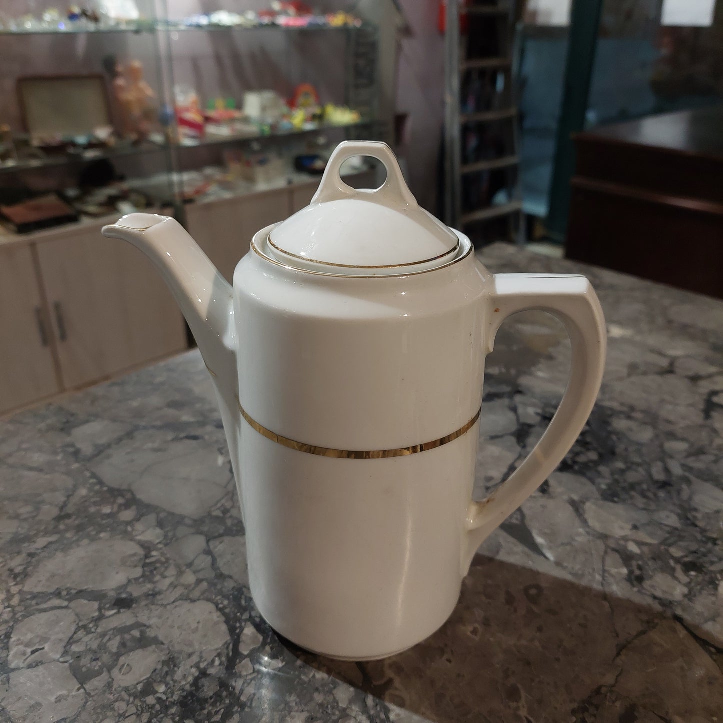 Caffettiera Porcellana Antica Art Déco Bordo Oro