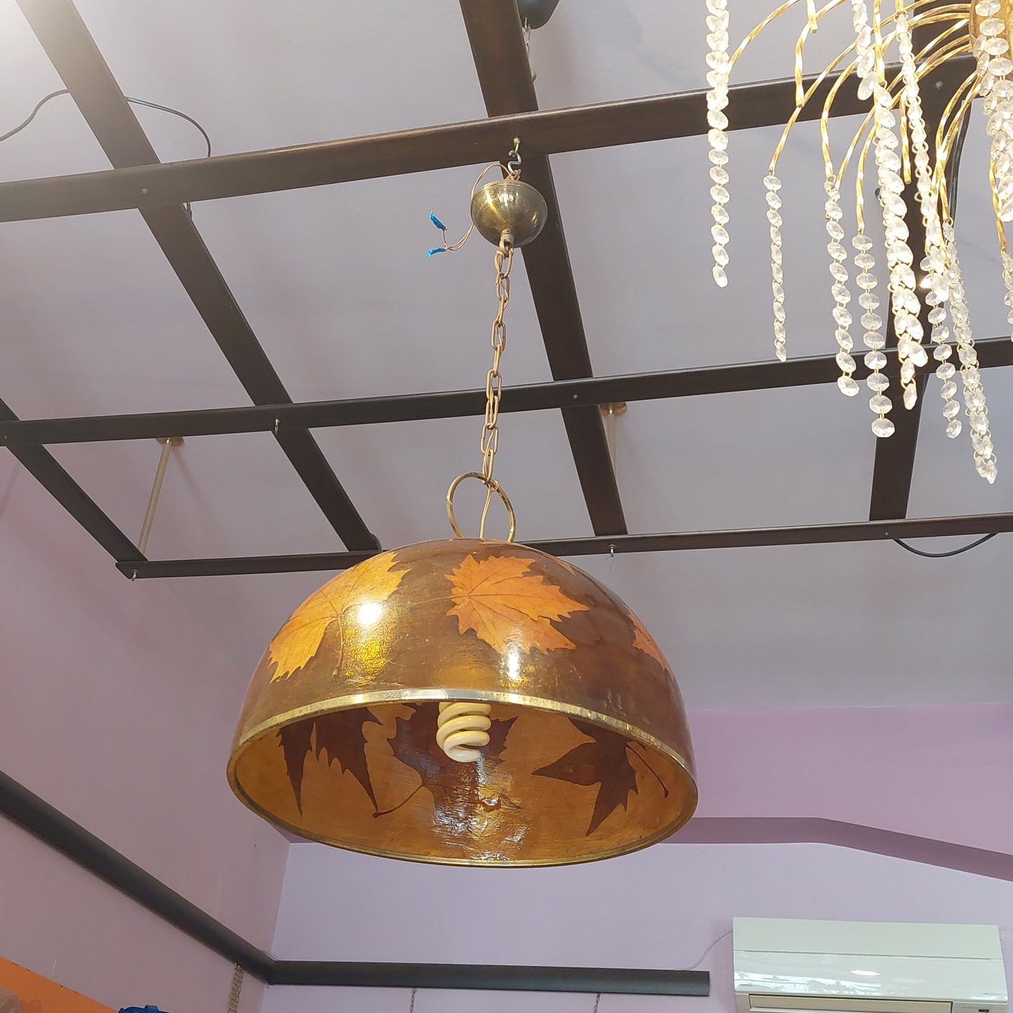 Lampadario Cupola Foglie D.45