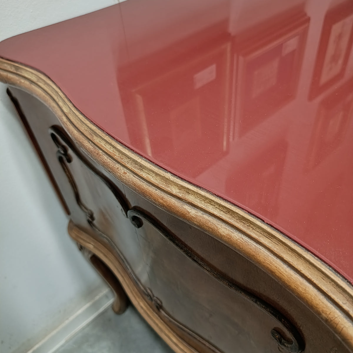 Scrivania* Piano Vetro Bordeaux Antica Cm130x61x80h