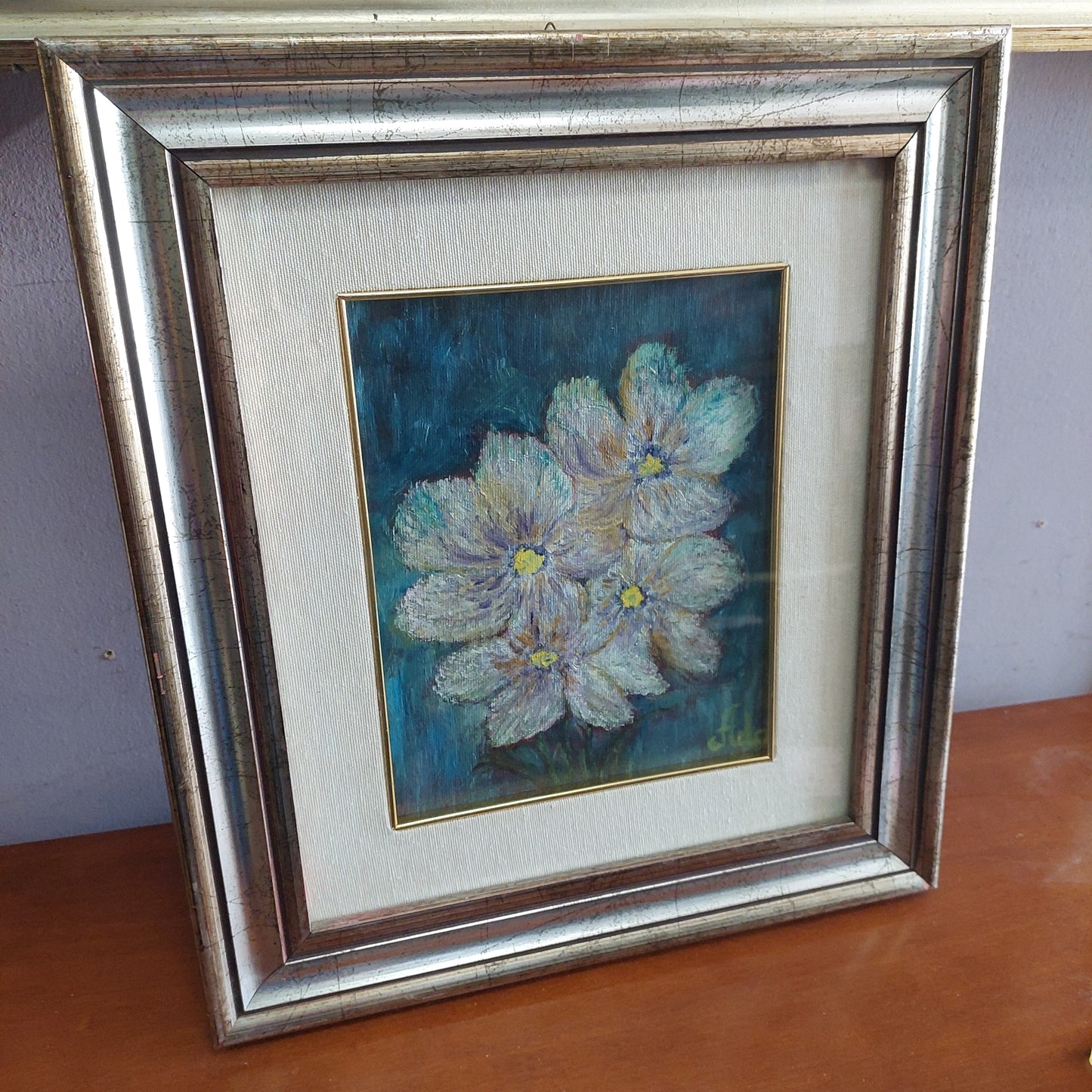 Q/fiori Olio Su Tela Di Ada Cm36x41