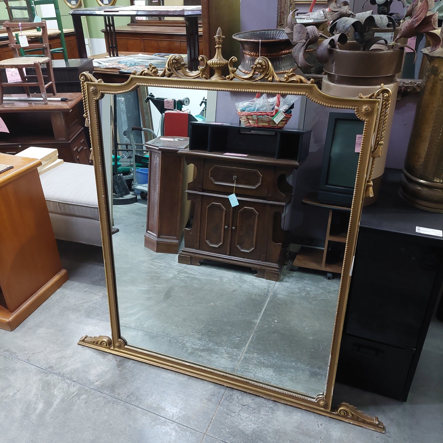 Specchio Legno Oro St. Impero Cm135x136