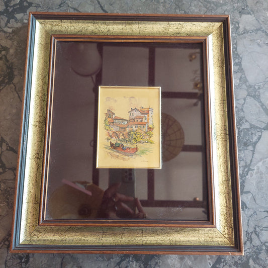 Q/barca * Su Fiume Foglia Oro Cm31x35