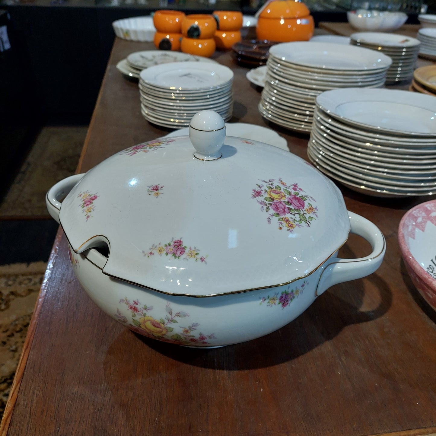 Zuppiera Con Coperchio Porcellana Bavaria Decoro Fiori