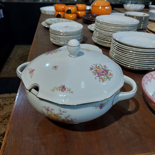 Zuppiera Con Coperchio Porcellana Bavaria Decoro Fiori