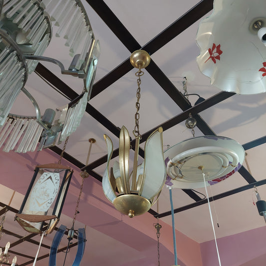 Lampadario Fiore Ottone*/vetro 3/l