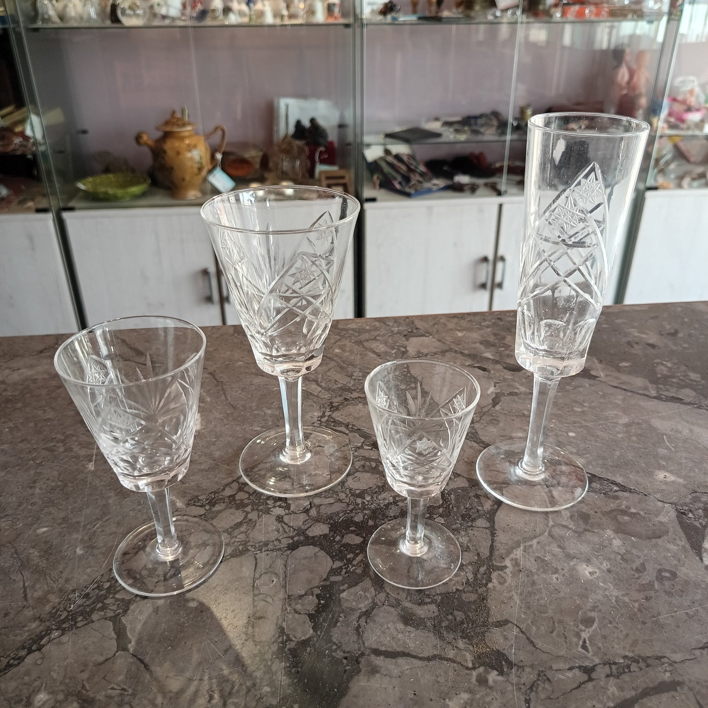 Set/48 Calici Cristallo Molato Anni 50