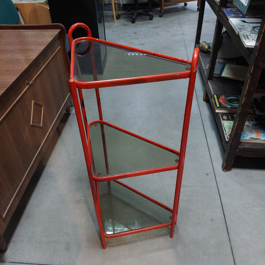 Angoliera* Ferro Rosso 3 Ripiani Vetro Fumè Cm48x30x90h
