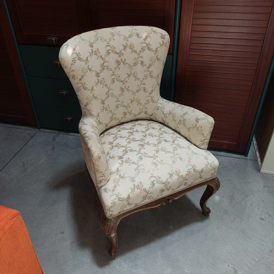Poltroncina Da Camera Noce/tessuto Fiori