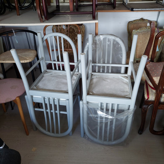 Set/4 Sedie Legno Laccato Grigio Imb. Bianco