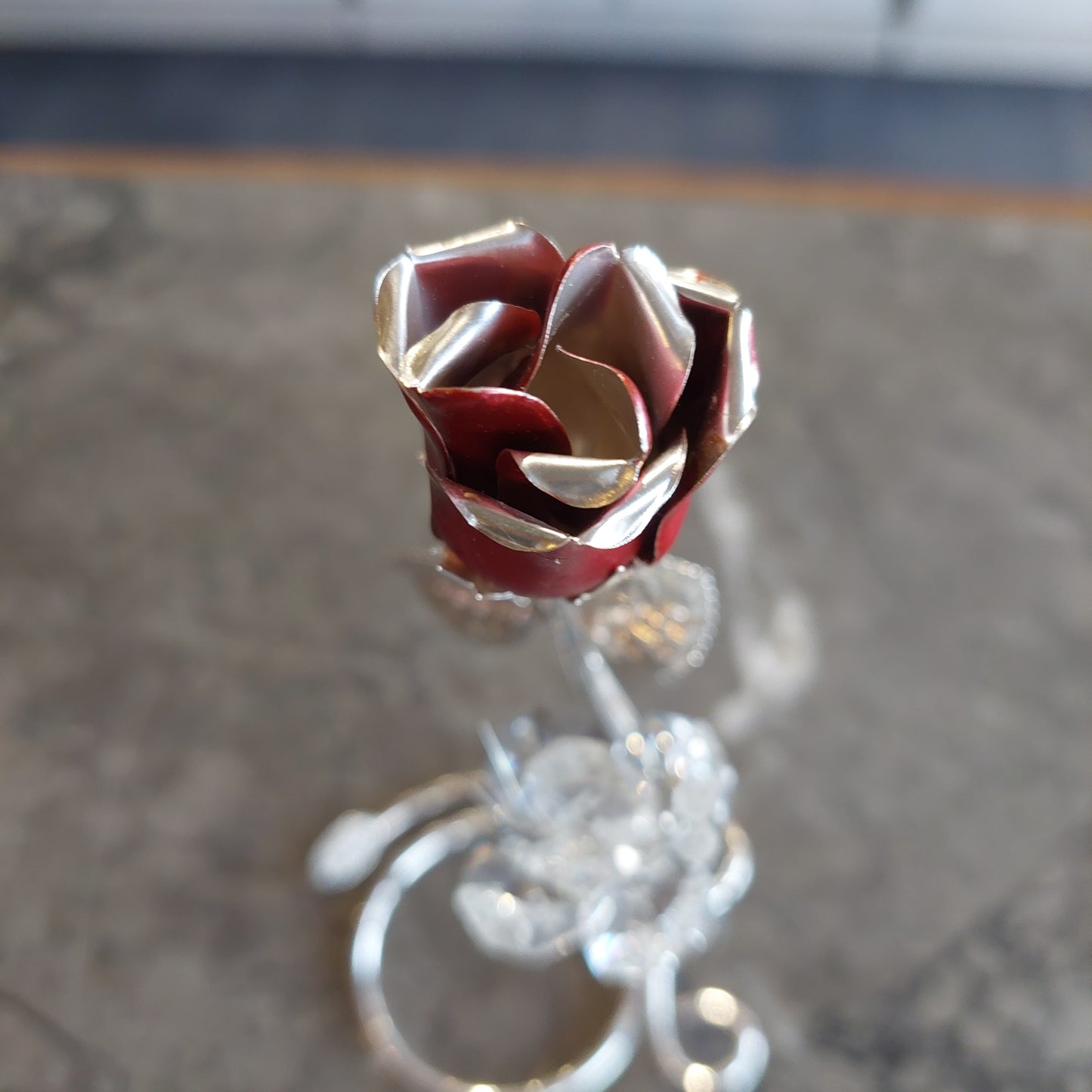 Rosa Da Tavolo Argento E Swarovski