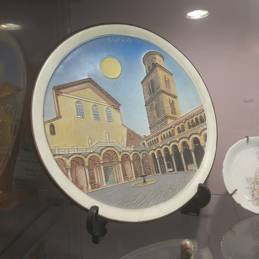 Piatto Decorato "duomo Di Salerno" Creazioni Luciano Cm25