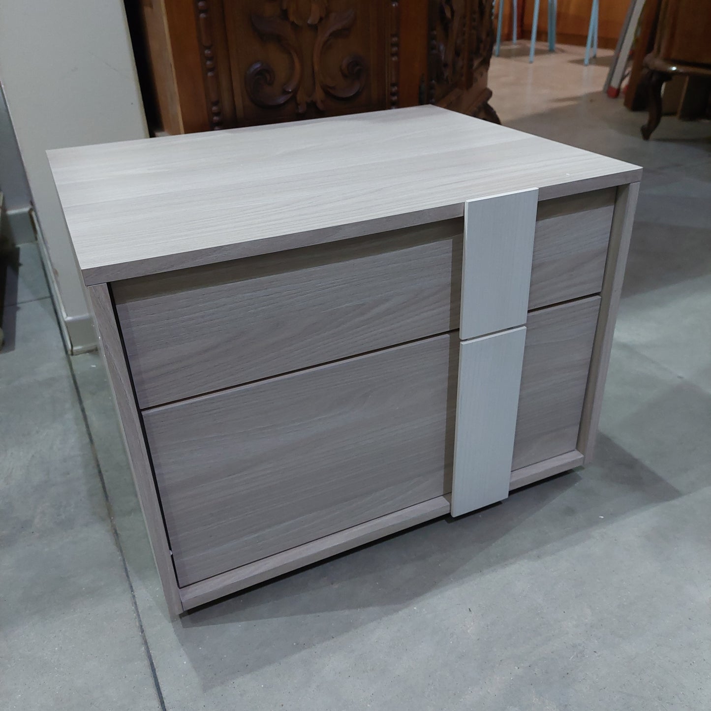 Comodino Rovere/bianco 2 Cassetti Cm56x45x41h