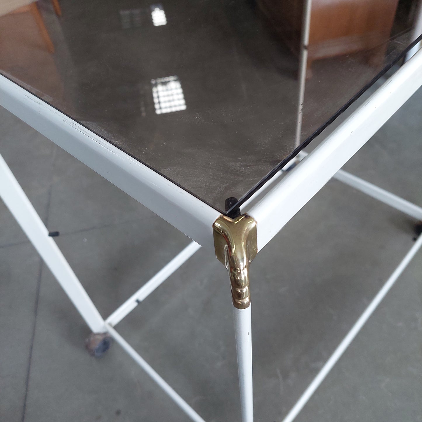 Carrellino Metallo Bianco Anni 70 Bontempi Cm76x46x45,5h