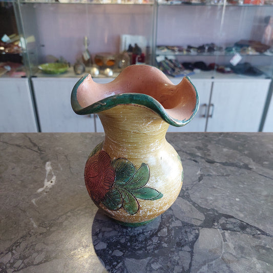Vasetto * Terracotta Dipinta A Mano Stile Deruta