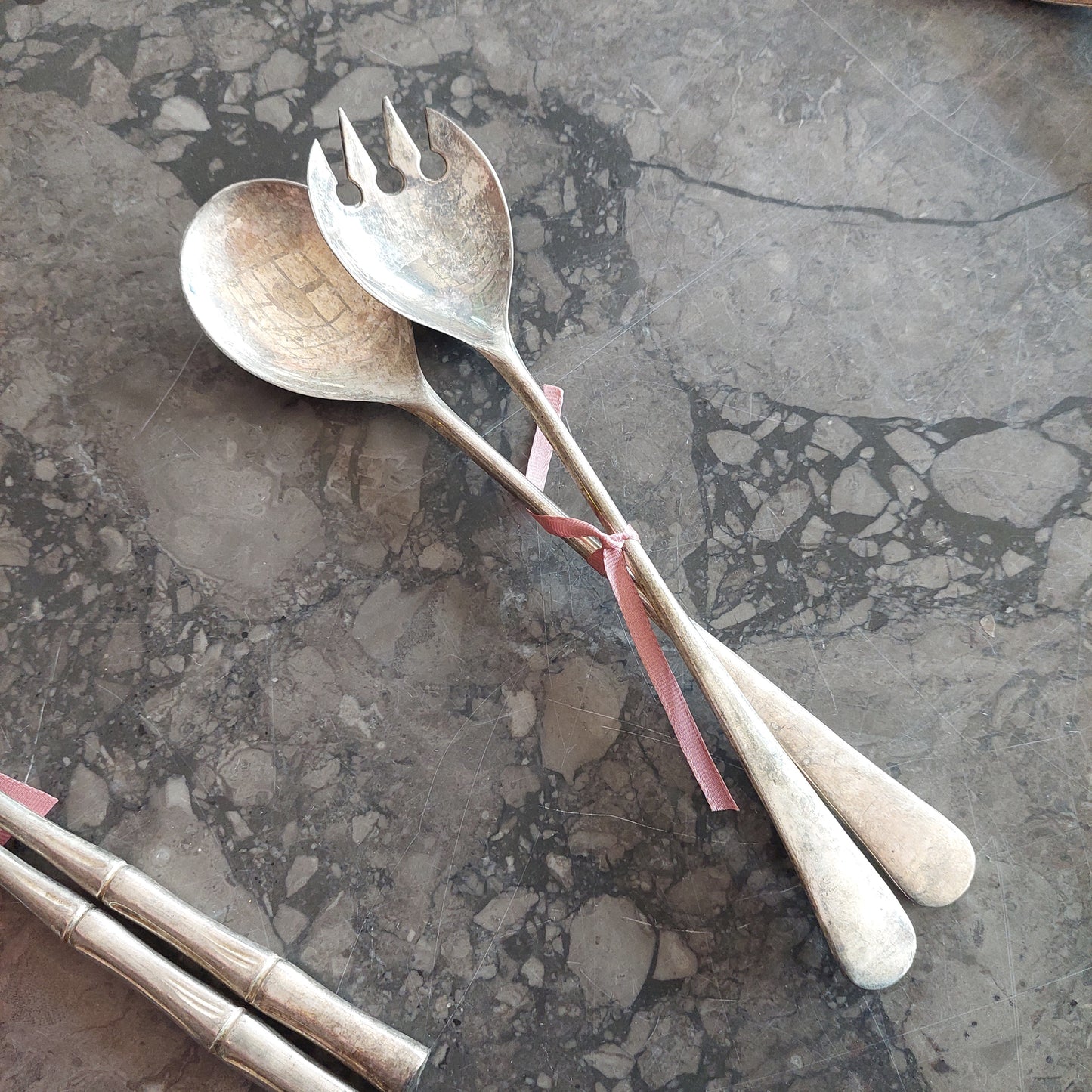 Set/2 Posate Da Portata Silverplated