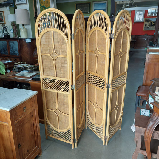 Separe' Vimini/bambu' 4/ante Anni '60 Cm180x169h