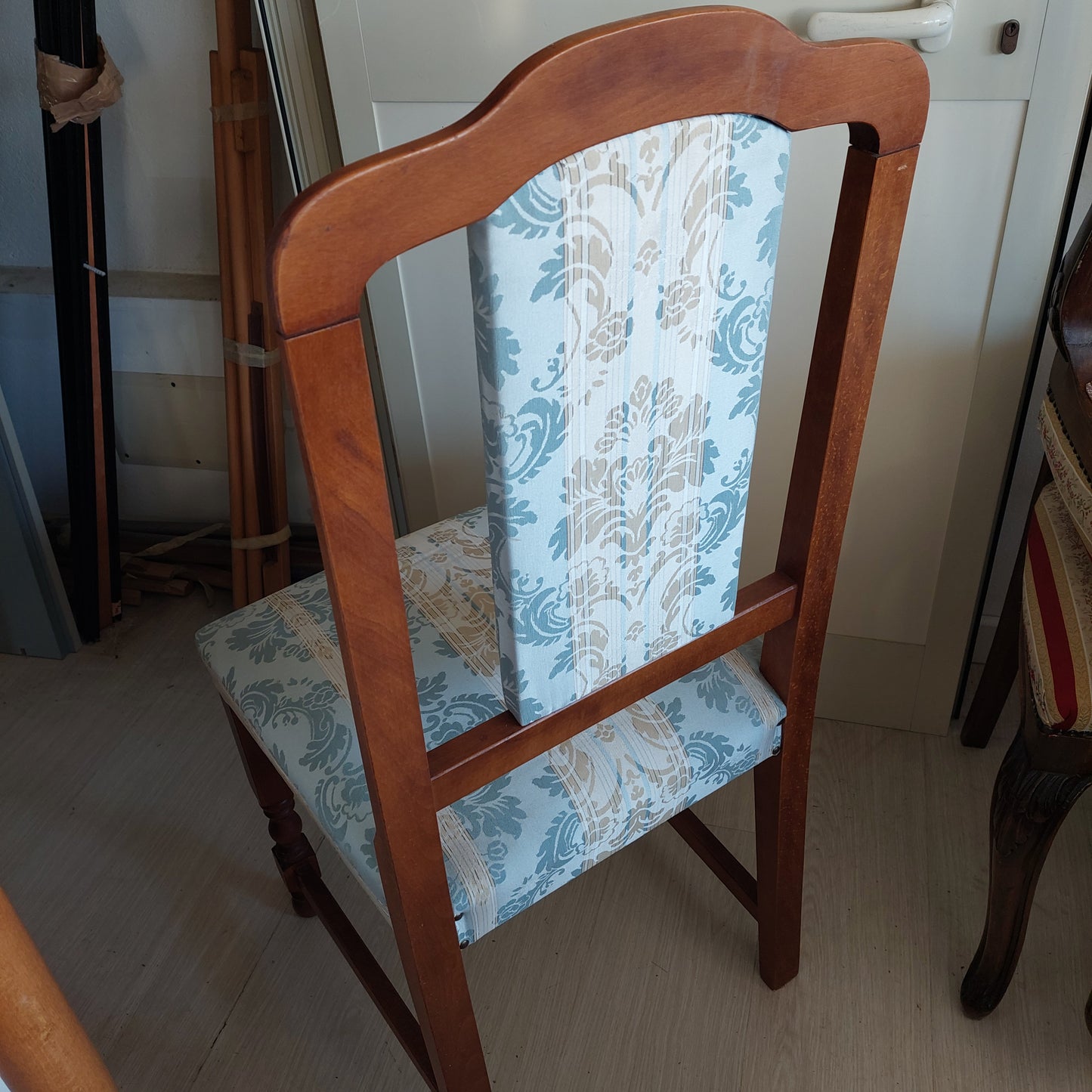 Set/4 Sedie Legno Imbottite Damascate