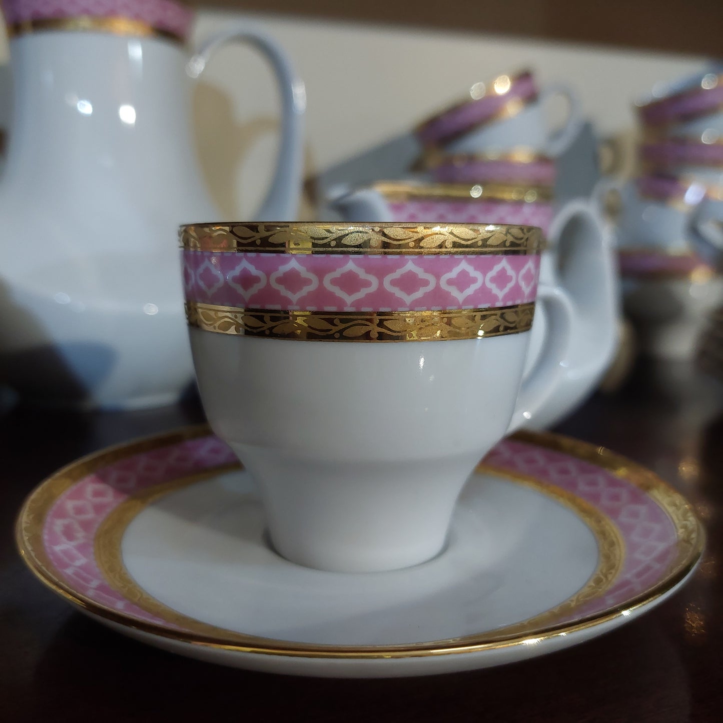 57951 Serv/caffe' Porc Bavaria Bordo Oro/rosa 12tazzine