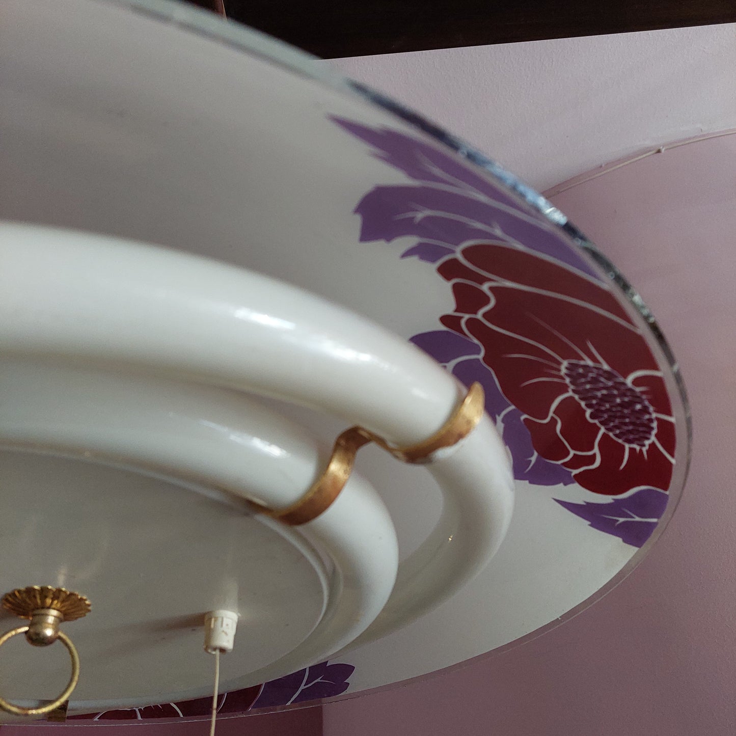 Lampadario* Cupola Vetro Fiori D50