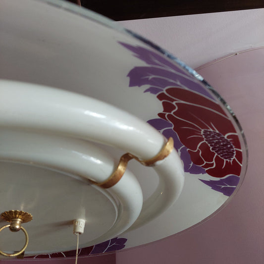 Lampadario* Cupola Vetro Fiori D50