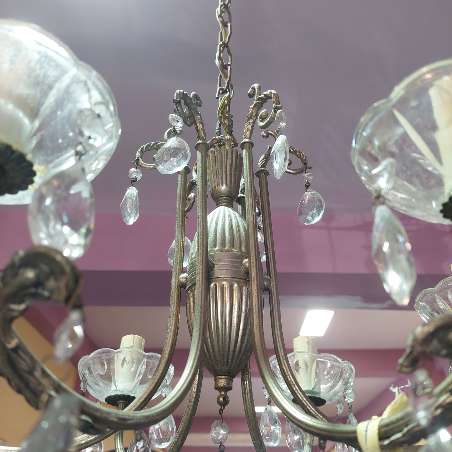 Lampadario Alpacca/gocce 6/l
